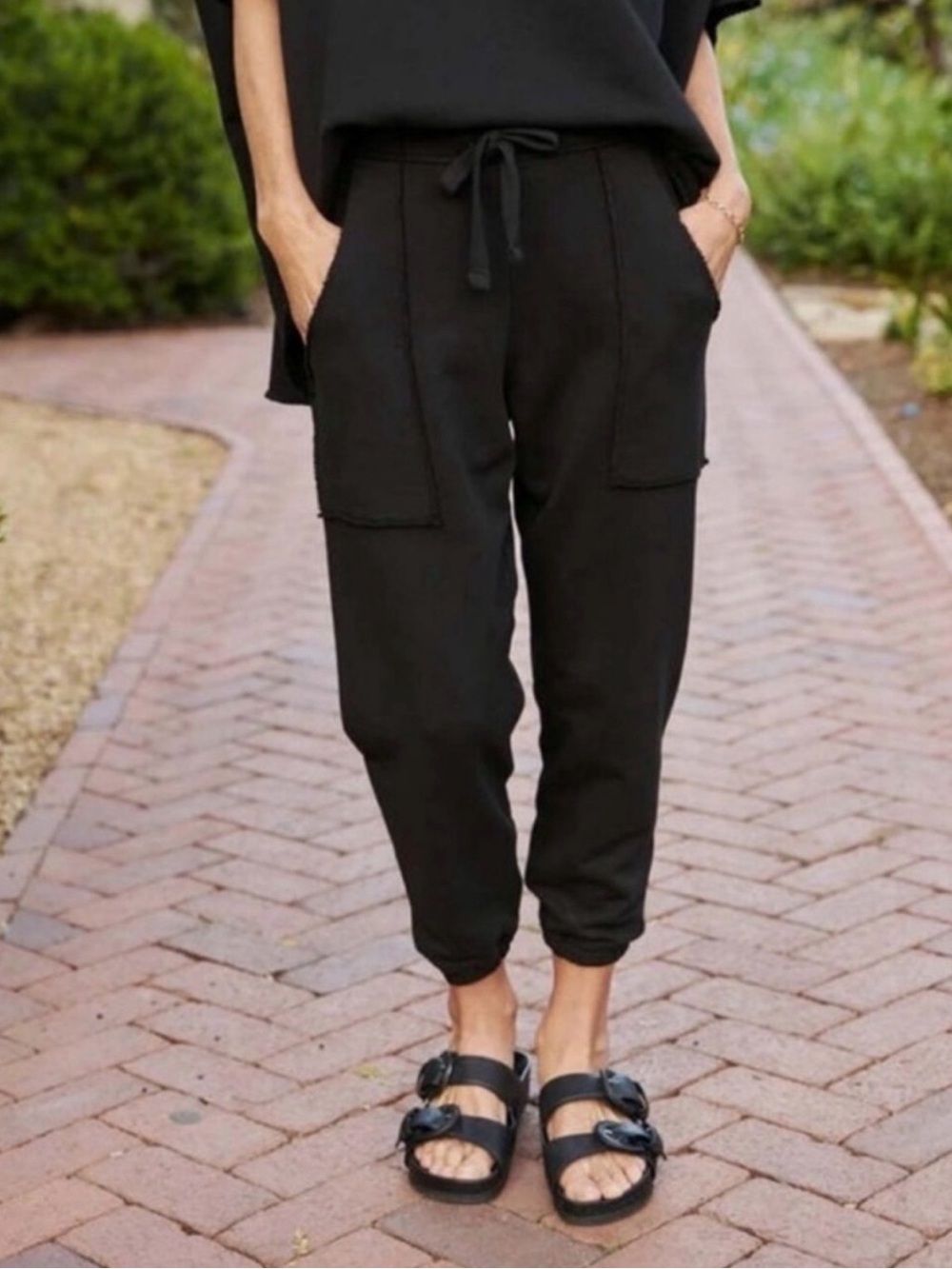 Frank Eileen Eamon Jogger Sweatpant Black Triple Fleece Size Medium minimalist